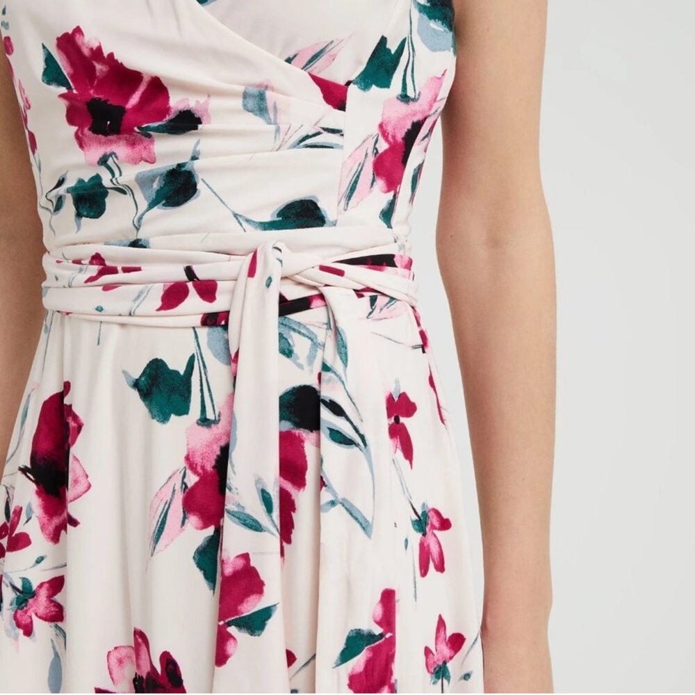Ralph Lauren Cream and Red Floral Midi Dress - Picture 3 of 12